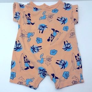 Disney baby 6/9 months surfing Mickey and Donald Romper